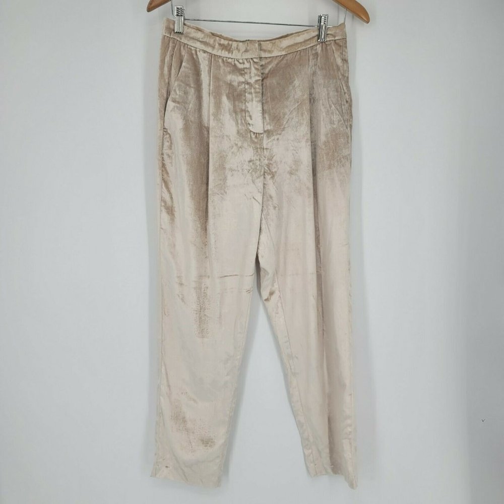 Habitual Velvet Champagne Cropped Trousers Pants Women's Size 6 NWT